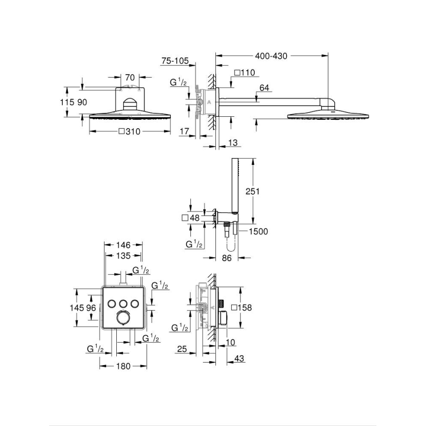 GROHE 34875000 - System prysznicowy PRECISION SMARTCONTROL 310 mm chrom błyszczący
