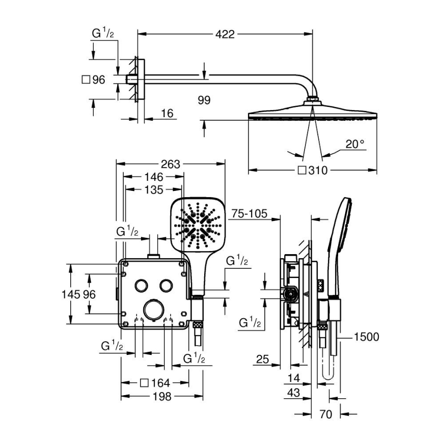 GROHE 34876000 - System prysznicowy PRECISION SMARTCONTROL 310 × 310 mm chrom