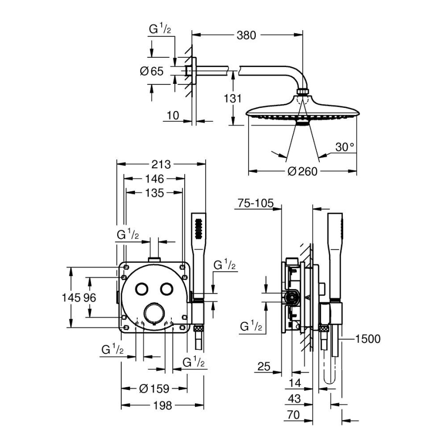 GROHE 34878000 - System prysznicowy PRECISION SMARTCONTROL 260 mm, chrom błyszczący