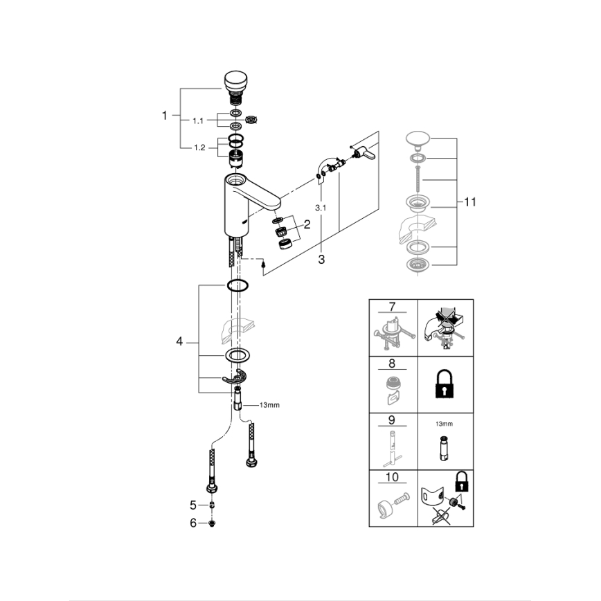 GROHE 36317000 - Samozamykająca bateria umywalkowa EUROSMART COSMOPOLITAN T chrom