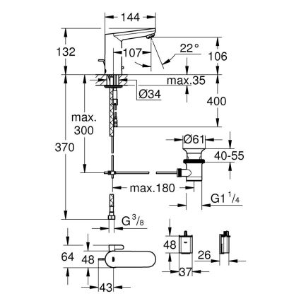 GROHE 36331001 - Bateria umywalkowa EUROECO 1 14” chrom błyszczący