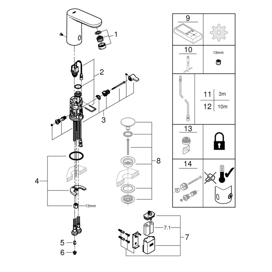 GROHE 36366002 - Elektroniczna bateria umywalkowa GET E, chrom błyszczący