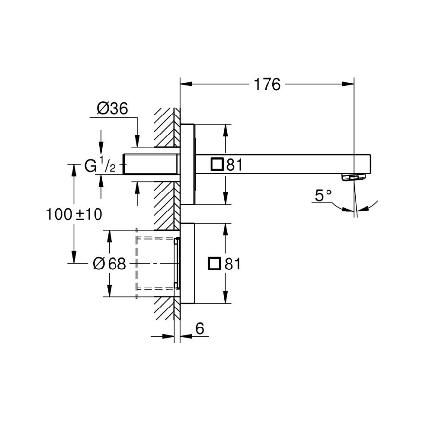 GROHE 36442000 - Elektroniczna bateria bezdotykowa na podczerwień EUROCUBE E, błyszczący chrom