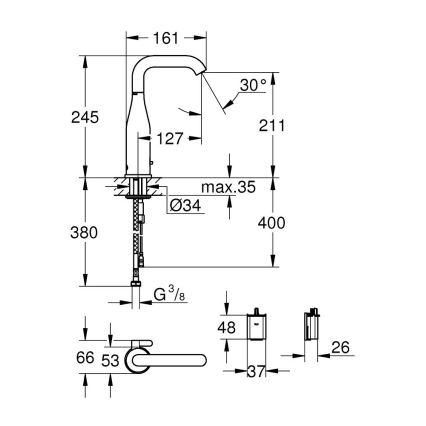 GROHE 36445000 - Elektroniczna bateria umywalkowa na podczerwień ESSENCE E chrom błyszczący