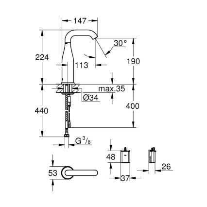 GROHE 36446000 - Bateria elektroniczna na podczerwień ESSENCE E, chrom błyszczący