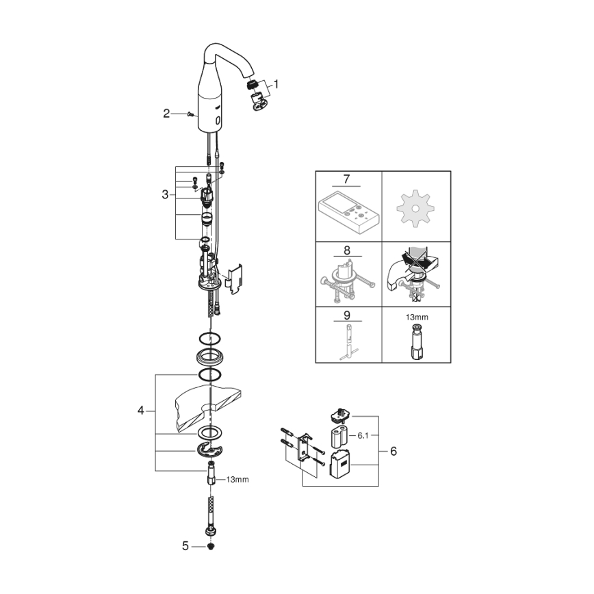 GROHE 36446000 - Elektroniczna bateria na podczerwień ESSENCE E, błyszczący chrom