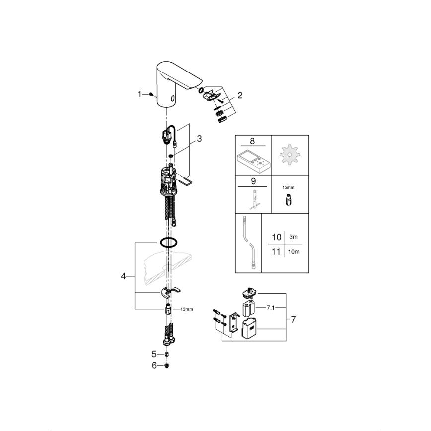 GROHE 36452000 - Elektroniczna bateria umywalkowa z czujnikiem podczerwieni BAU COSMOPOLITAN E chrom