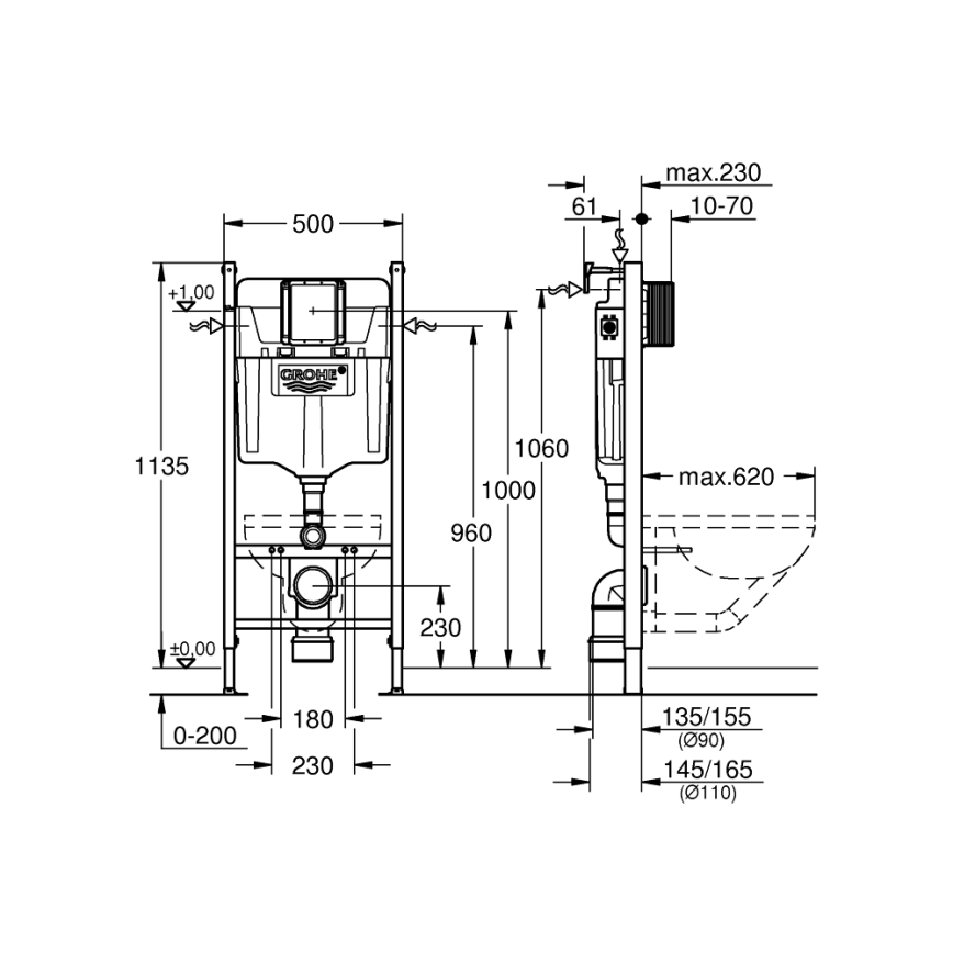 GROHE 36497000 - Moduł do WC SOLIDO 1,13 m biały