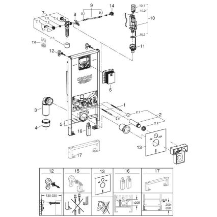 GROHE 36509SH0 - Zestaw 4 w 1 RAPID SLX 1,13 m stal nierdzewna