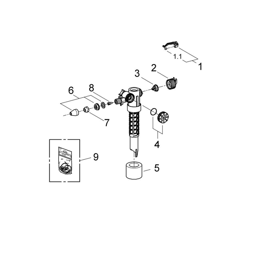 GROHE 37095000 - Zawór napełniający 38” błyszczący chrom