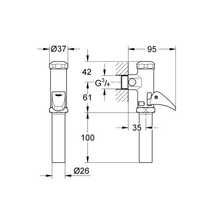 GROHE 37139000 - Automatyczny spłukiwacz DAL 34” błyszczący chrom