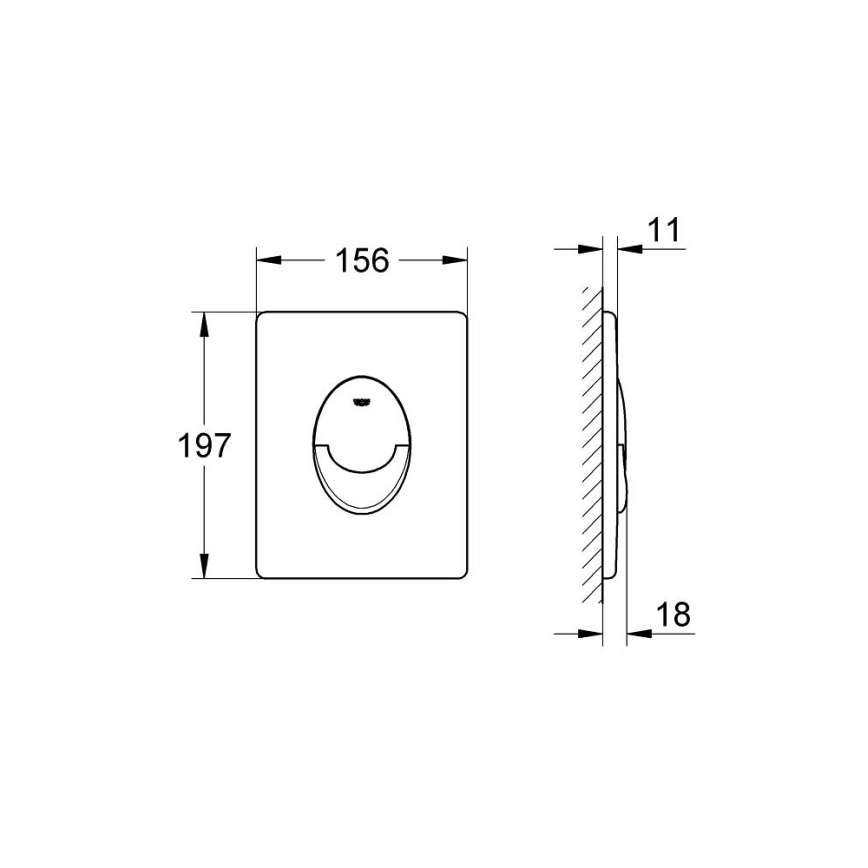 GROHE 38505P00 - Przycisk spłukujący SKATE AIR 156 × 197 mm, chrom matowy