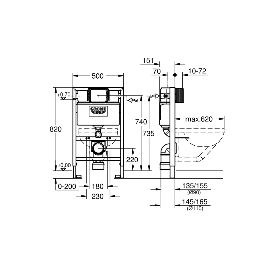 GROHE 38526000 - Moduł WC RAPID SL 0,82 m biały