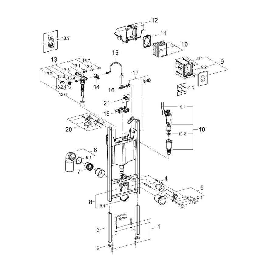GROHE 3855800M - Przyłącze ścienne RAPID SL 130-230 mm chrom błyszczący