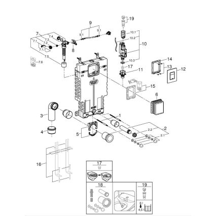 GROHE 38825000 - Podtynkowy element instalacyjny UNISET 830 × 480 × 130 mm, EPS, biały