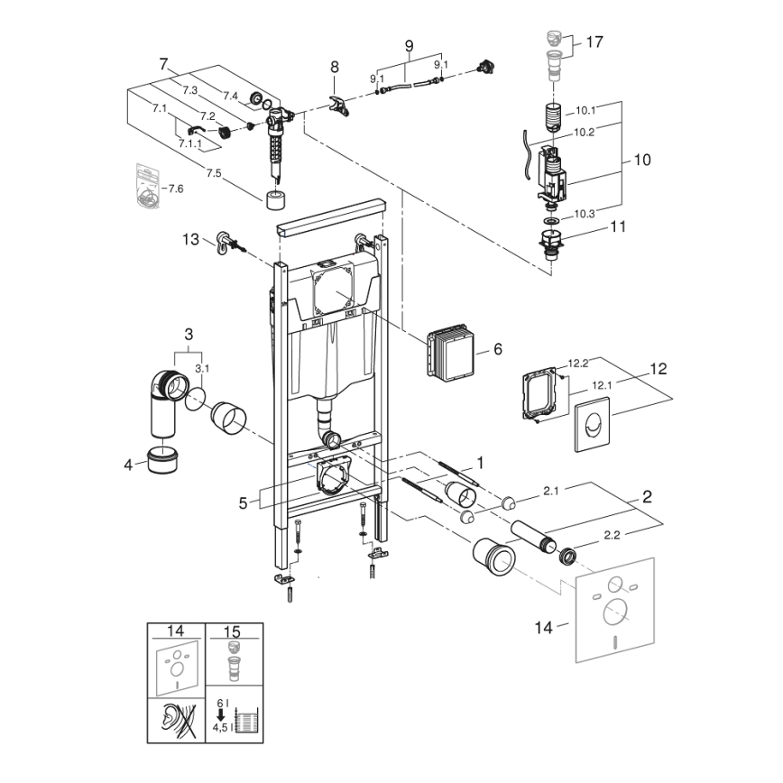 GROHE 38839000 - Zestaw 3 w 1 do WC RAPID SL 1,13 m