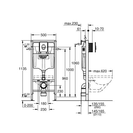 GROHE 38839000 - Zestaw 3 w 1 do WC RAPID SL 1,13 m