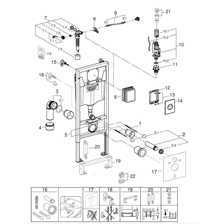 GROHE 38860000 - Zestaw 3 w 1 RAPID SL 1,13 m