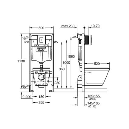 GROHE 39186000 - Zestaw 4 w 1 z ceramiką SOLIDO COMPACT 1,13 m