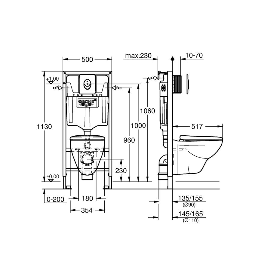 GROHE 39192000 - Zestaw 4 w 1 SOLIDO 1,13 m duro-biała