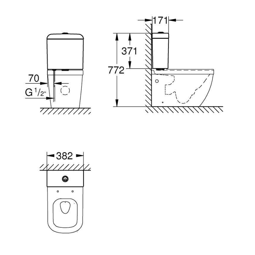 GROHE 39332000 - Zbiornik spłukujący EURO CERAMIC 385 × 170 × 370 mm ceramika/biała