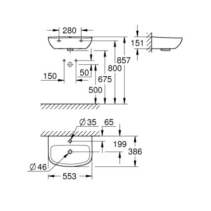 GROHE 39440000 - Umywalka BAU CERAMIC 553 × 386 mm ceramika/biała