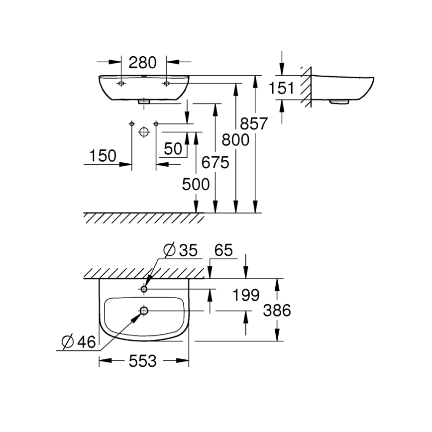 GROHE 39440000 - Umywalka BAU CERAMIC 553 × 386 mm ceramika/biała