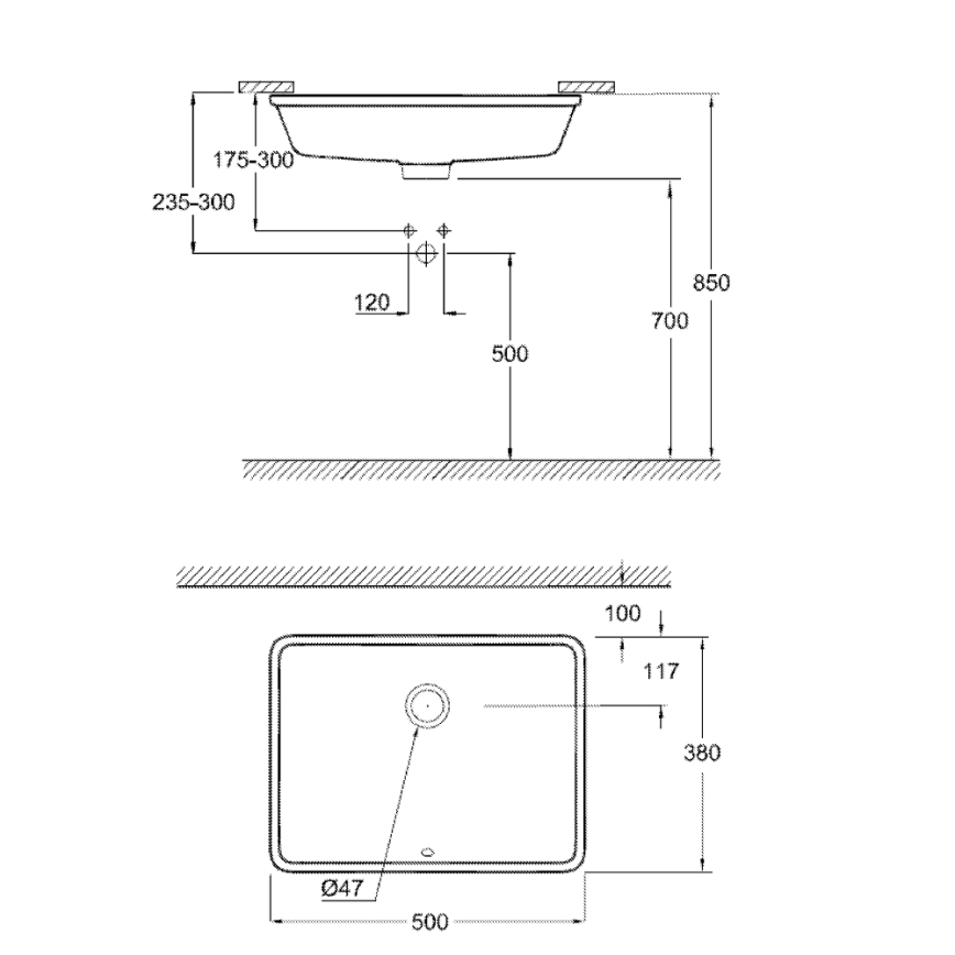GROHE 3948000H - Umywalka CUBE CERAMIC 492 × 370 mm ceramika/biała