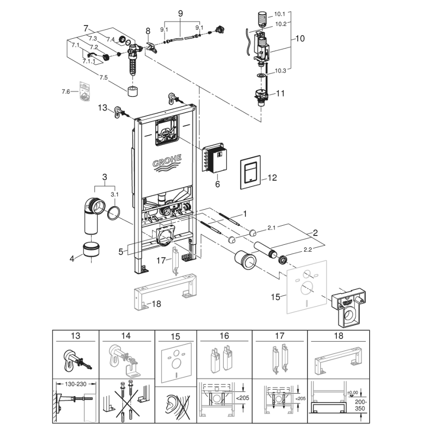 GROHE 39603000 - Zestaw 3 w 1 do WC RAPID SLX 1,13 m, chrom błyszczący
