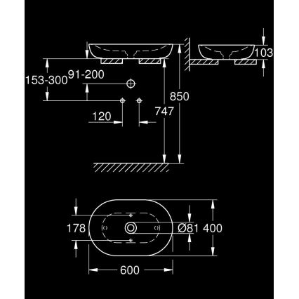 GROHE 3960800H - Umywalka nablatowa ESSENCE 600 × 400 mm ceramika/biała