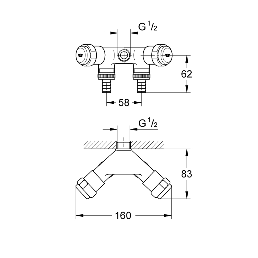 GROHE 41020000 - Podwójny zawór EGGEMANN 12” chrom błyszczący