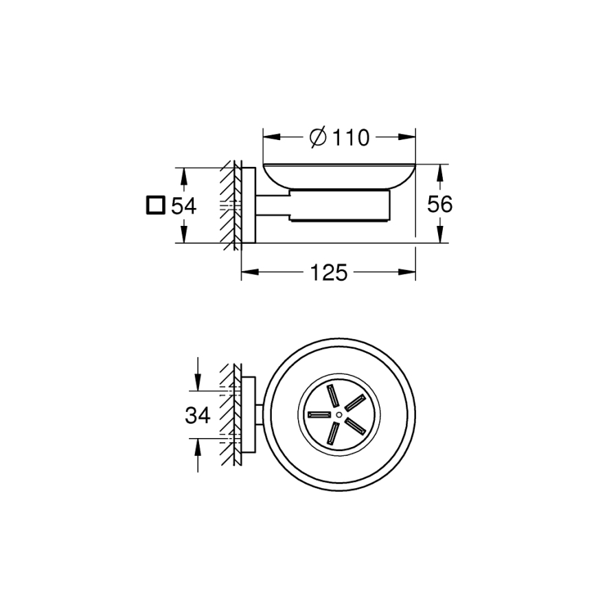 GROHE 41096000 - Miska na mydło START CUBE 110 × 56 × 125 mm błyszczący chrom
