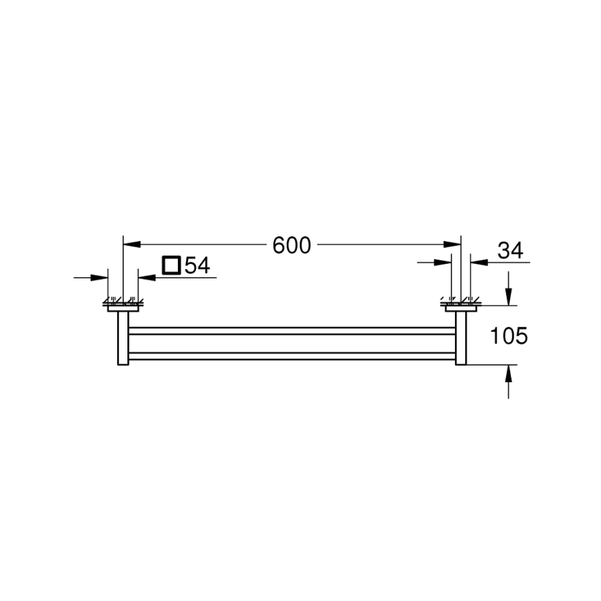 GROHE 411042430 - Dwuramienny wieszak na ręczniki START CUBE 654 mm czarny