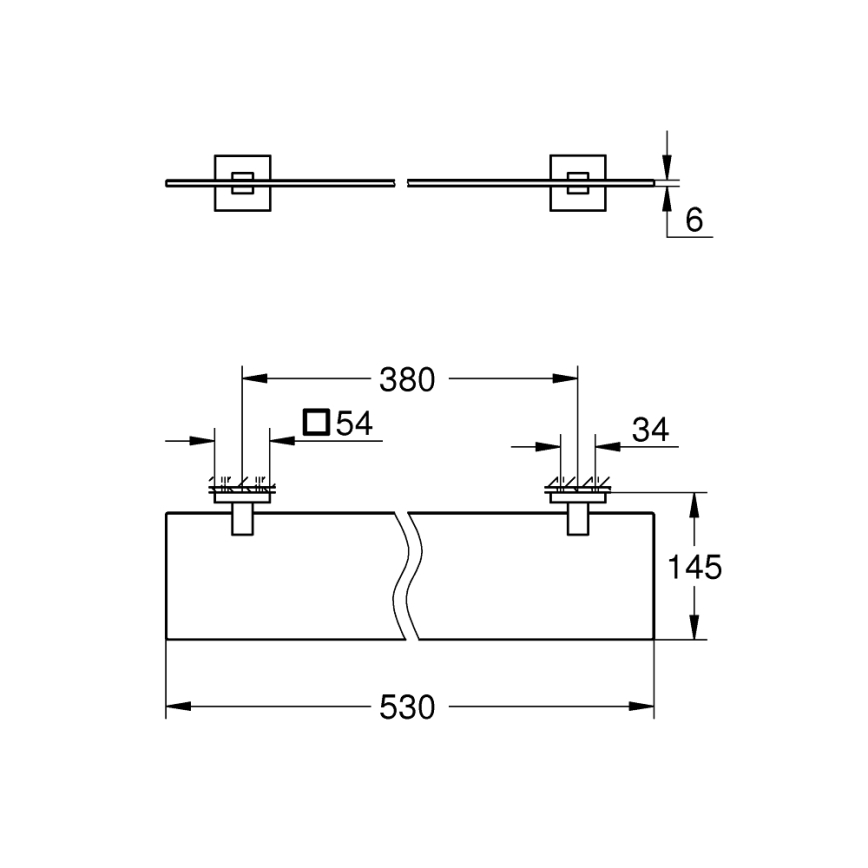 GROHE 41109000 - Półka szklana START CUBE 530 mm chrom błyszczący