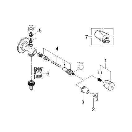 GROHE 41208000 - Zewnętrzny zawór ścienny EUROTEC DN 15 chrom błyszczący