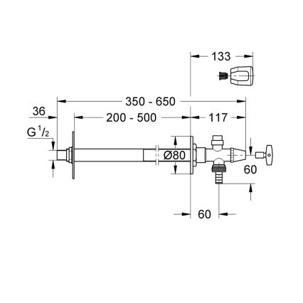 GROHE 41208000 - Zewnętrzny zawór ścienny EUROTEC DN 15 chrom błyszczący