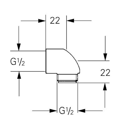 GROHE 45304000 - kolanko prysznicowe DN 15 × DN 15 błyszczący chrom