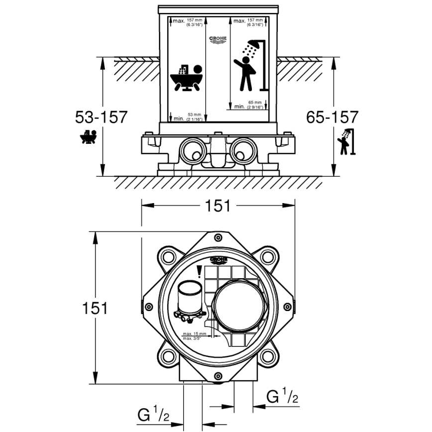 GROHE 45984001 - Zestaw podtynkowy DN 15, mosiądz