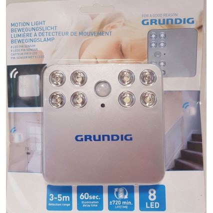 Grundig 129 - LED Kinkiet z czujnikiem 8xLED/6xAAA