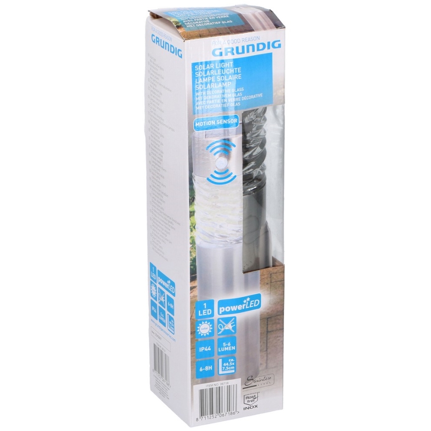 Grundig 14 - Lampa solarna LED z czujnikiem ruchu i zmierzchu LED 1xAAA 600 mAh IP44