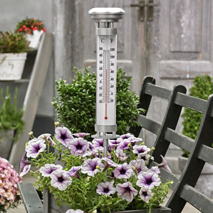 Grundig 89640 - Lampa solarna LED z termometrem, 1,2 V, 600 mAh, IP44