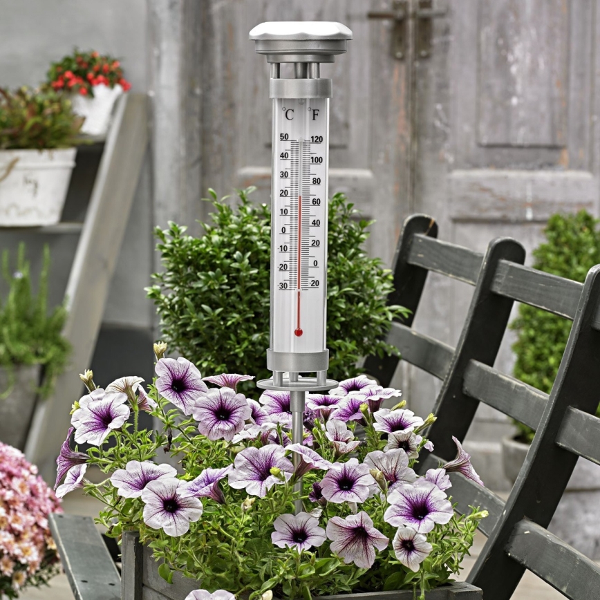 Grundig 89640 - Lampa solarna LED z termometrem, 1,2 V, 600 mAh, IP44