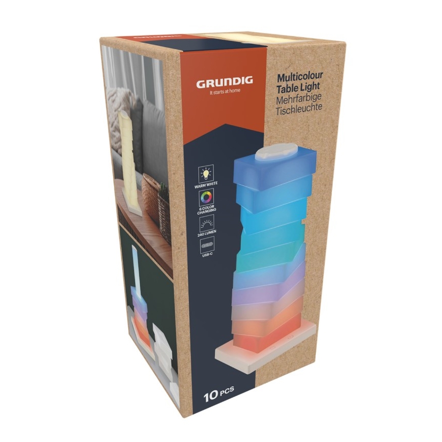 Grundig - Dotykowa lampka stołowa LED RGB, 4W/5V