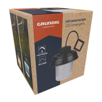 Grundig - Latarka kempingowa LED/3xAA 3000/4500/6000K IP44 czarna