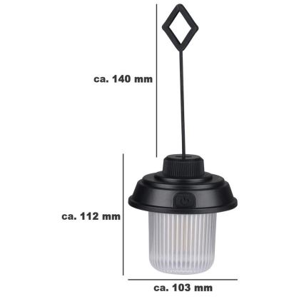 Grundig - Latarka kempingowa LED/3xAA 3000/4500/6000K IP44 czarna