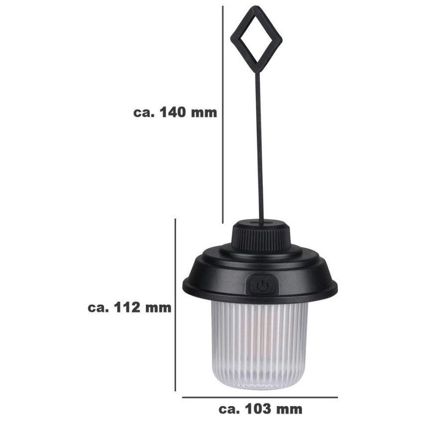 Grundig - Latarka kempingowa LED/3xAA 3000/4500/6000K IP44 czarna