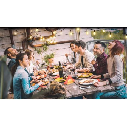 Grundig - LED łańcuch solarny ściemnialny 50xLED/8 funkcji 9,35m ciepła biel 1200 mAh + DO