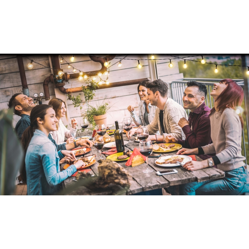 Grundig - LED łańcuch solarny ściemnialny 50xLED/8 funkcji 9,35m ciepła biel 1200 mAh + DO