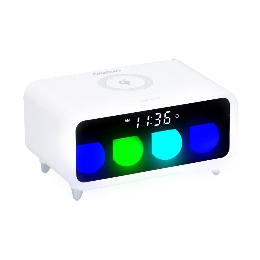 Grundig - LED Ściemniana lampka nocna z budzikiem i ładowaniem bezprzewodowym LED/5W/230V
