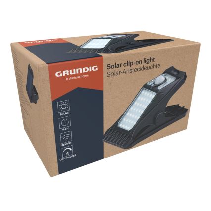 Grundig - LED lampka solarna z czujnikiem ruchu i zmierzchu CLIP-ON LED/9W/3,7V 1500 mAh IP44